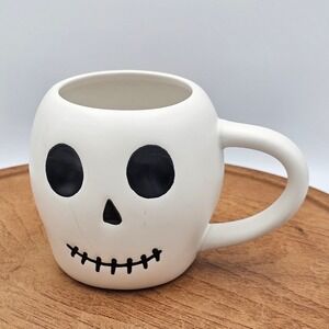 Target Hyde & EEK Halloween Skull Ceramic Coffee Mug Matte White Stoneware 2023